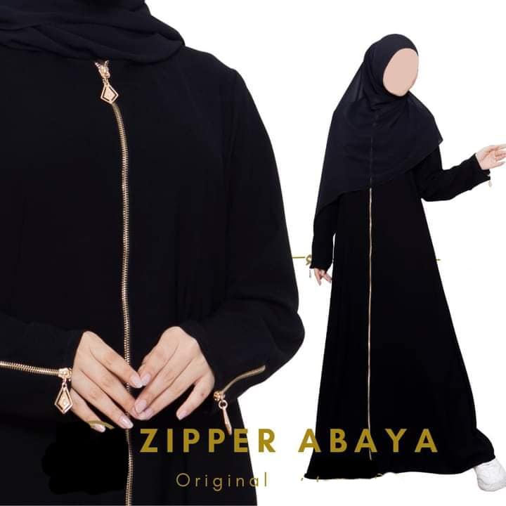 Abaya zipper Liontin Piramid Best seller Terbaru paling Di Cari Gamis Hitam Saudi