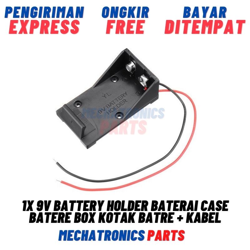 1X 9V BATTERY HOLDER BATERAI CASE BATERE BOX KOTAK BATRE + KABEL