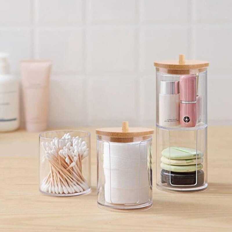 Luckyfox Tempat Kapas Aksesoris Toples Plastik Jar Make Up Organizer - LF3U