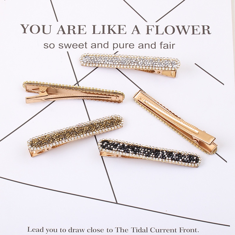 Jepit Rambut Barrette Permata Kristal 7cm Jepitan Otomatis Berlian Imitasi Korea Wanita Dewasa Duckbill