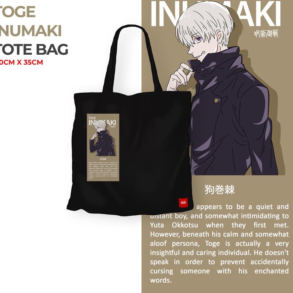 ✫ TERLARIS TOTE BAG KANVAS JUJUTSU KAISEN TOGE INUMAKI GOJO SATORU ANIME SUKUNA ➺