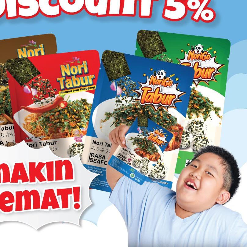 

☪ [Paket Promo] Nori Tabur Rumput Laut Panggang - Original, Sapi, Pedas, seafood 60g ✧