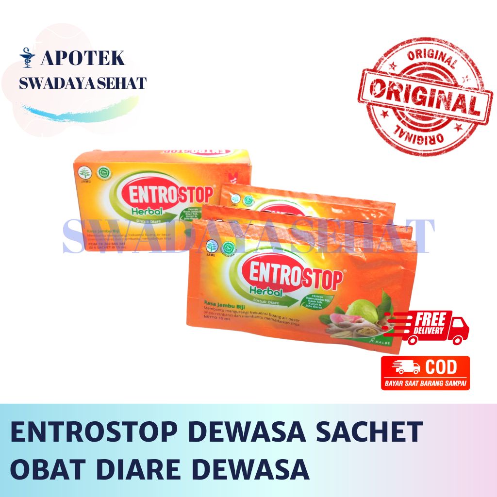 ENTROSTOP Strip 10 Tablet Dewasa Sachet - Herbal Anak Cair Sachet 10 ML Rasa Jambu Obat Diare Mencret BAB