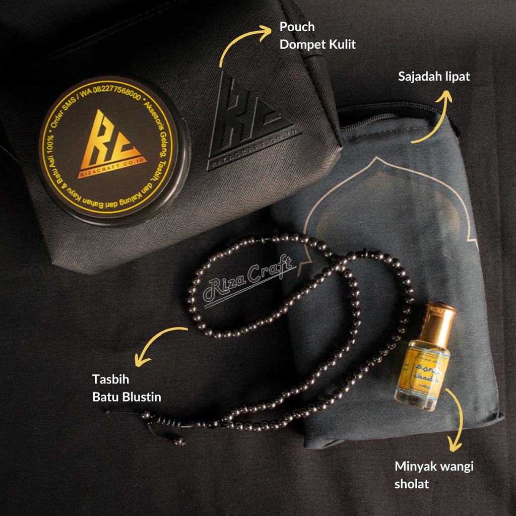 PAKET Ibadah Sholat Cowok Cewek Pria Wanita Seserahan Kado Hadiah Tasbih Batu Blustin + Minyak Wangi