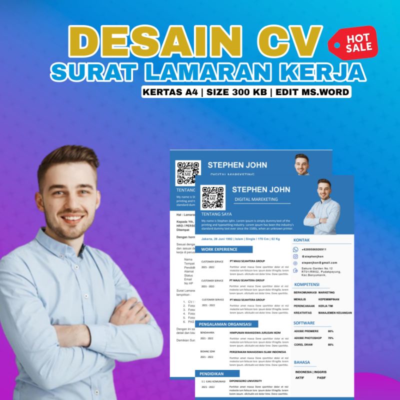 DESAIN CV DAN SURAT LAMARAN KERJA | DESAIN CV MENARIK WORD | TEMPLATE DESAIN CV