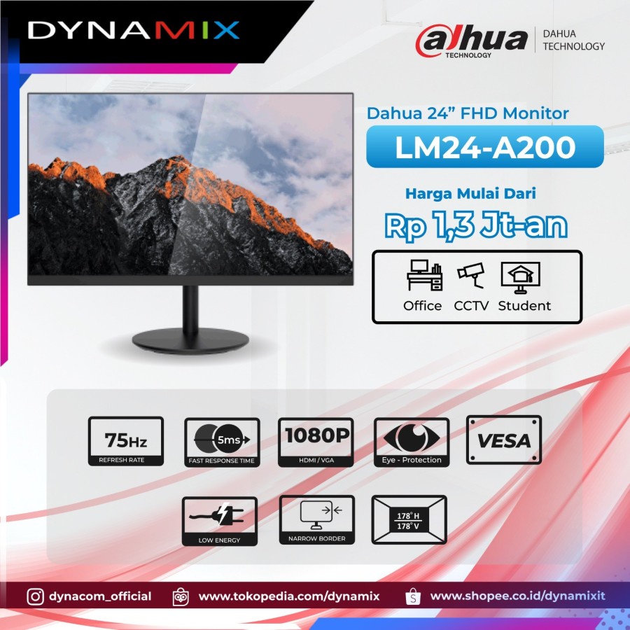 [+palet kayu] Dahua Monitor 24&quot; DHI-LM24-A200 Full HD HDMI VGA GARANSI RESMI