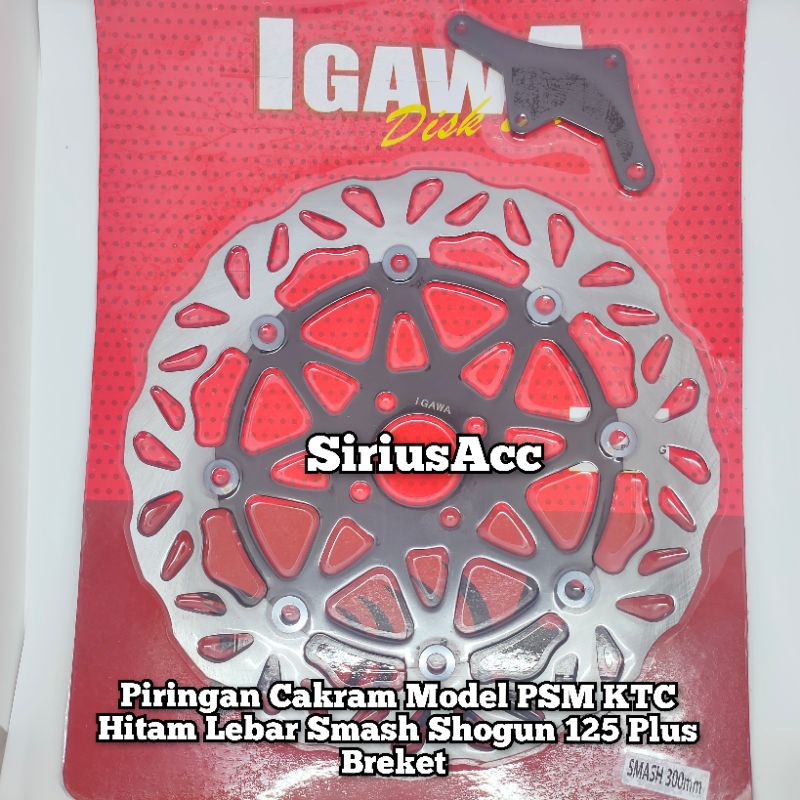 Piringan Cakram Depan Lebar Plus Breket 300mm Suzuki Smash Shogun 125 Model PSM KTC Hitam
