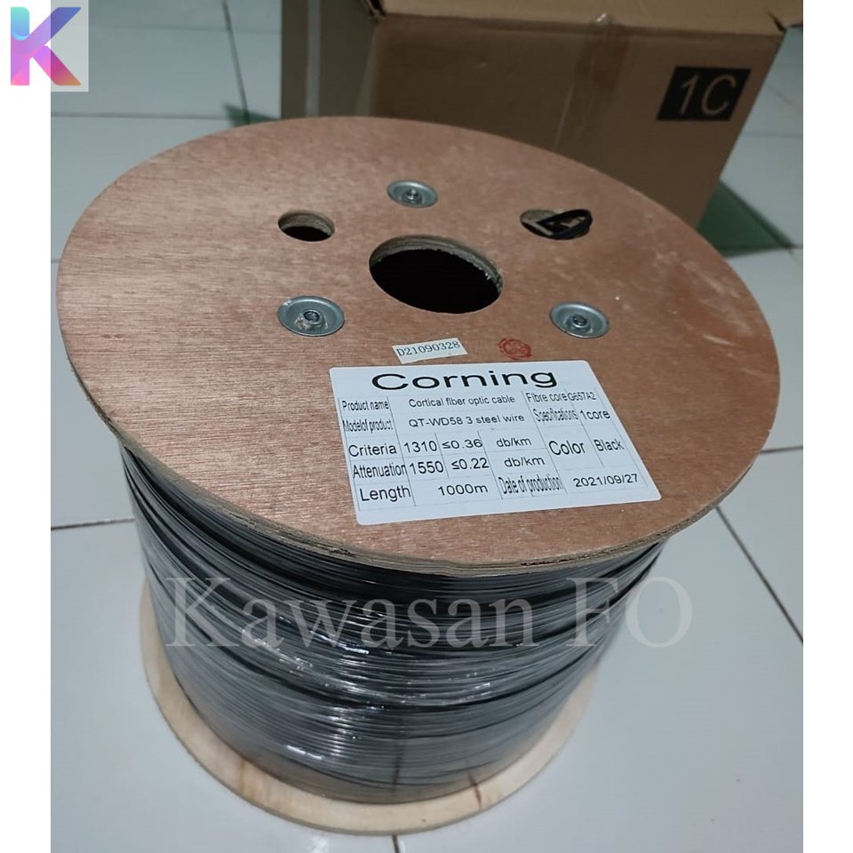 Kabel Dropcore 1 Core 3 Seling / Kabel FO DropWire 1 Core 3 Sling FTTH Cable FO 1000 Meter