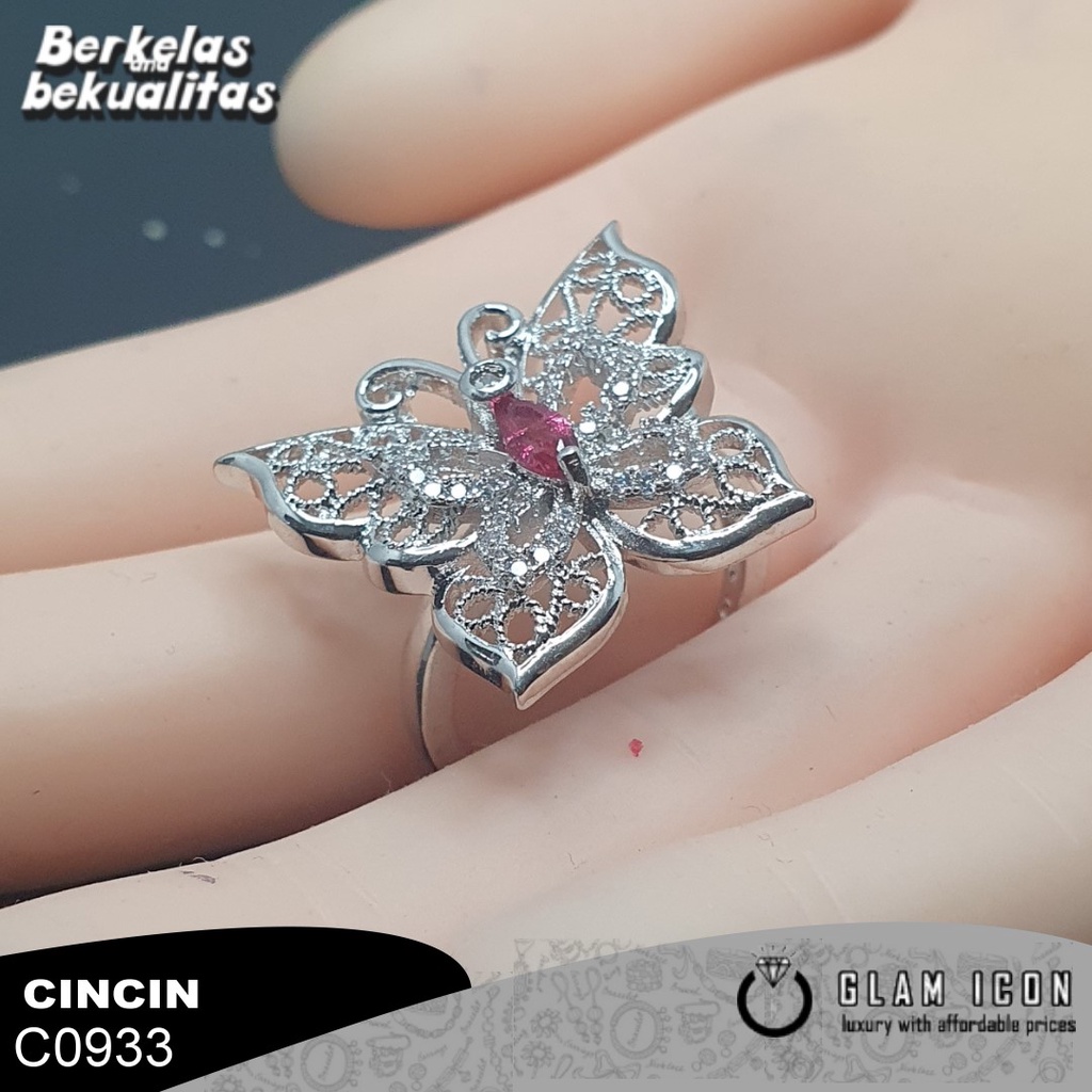 Cincin mata merah motif kupu kupu C0933 CCS