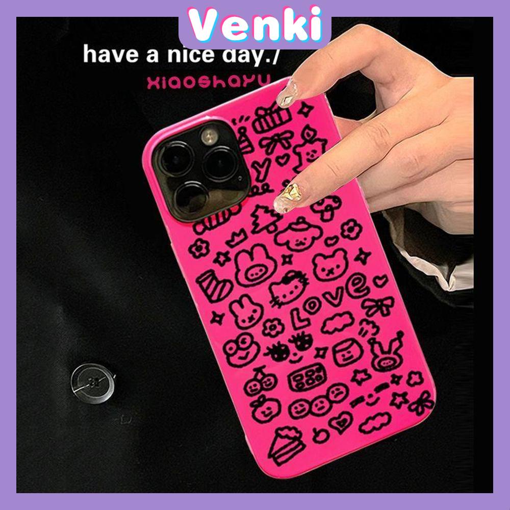 iPhone Case Soft TPU Glossy Pink Candy Case Cute Graffiti AnimalsCamera Protection Shockproof For iPhone 14 13 12 11 Pro Max 7 8 Plus X XR