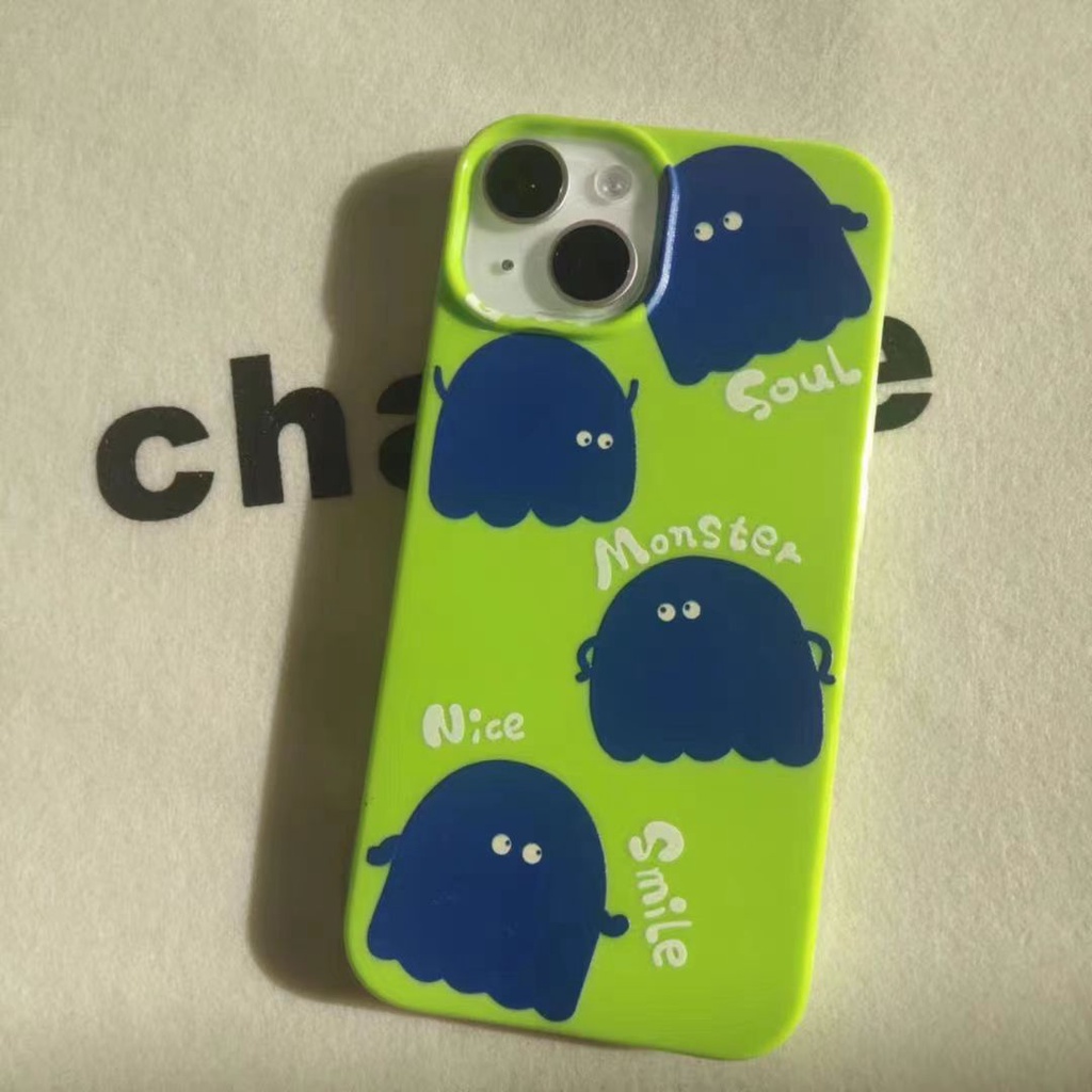 IPHONE Ins Pola Hantu Cocok Untuk Iphone14 14pro 14plus 13 13mini 13pro 13prm iPhone12 7Plus 8Plus Xr XS 13 12mini Pro Max TPU Empat Sudut Casing Ponsel Tahan Guncangan