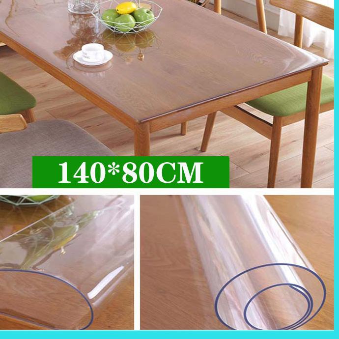 ℮ taplak meja pvc bening tebal anti air Plastik Mika Ukuran MM Alas Meja Makan ♥