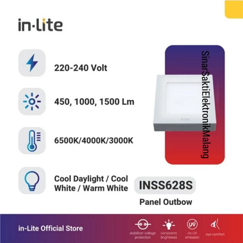 Inlite Lampu Downlight LED 12 Watt Timbul OB Outbow Panel Kotak 12w In lite INSS628S