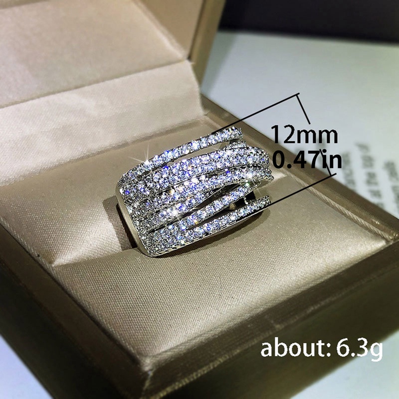 Multi Cross Paved Rings Wanita Kualitas Tinggi Warna Perak Pernikahan Band Aksesoris Baru Fashion Perempuan Cincin Perhiasan
