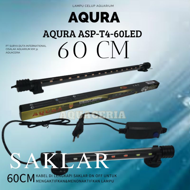 Lampu celup aquarium 60 cm AQURA ASP-T4-60LED lampu LED aquarium