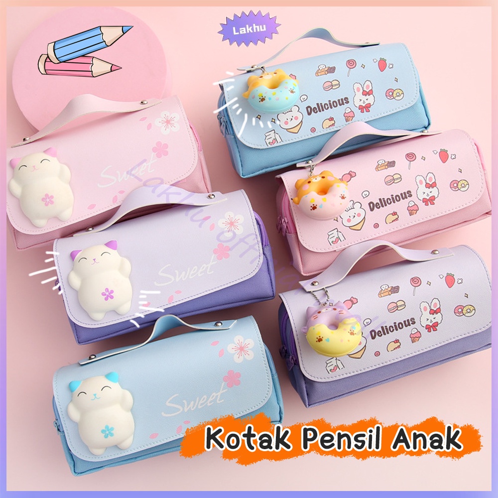 JCHO Kotak Pensil Dekompresi Perempuan Lucu Lembut/Tempat Pensil Squishy 3D