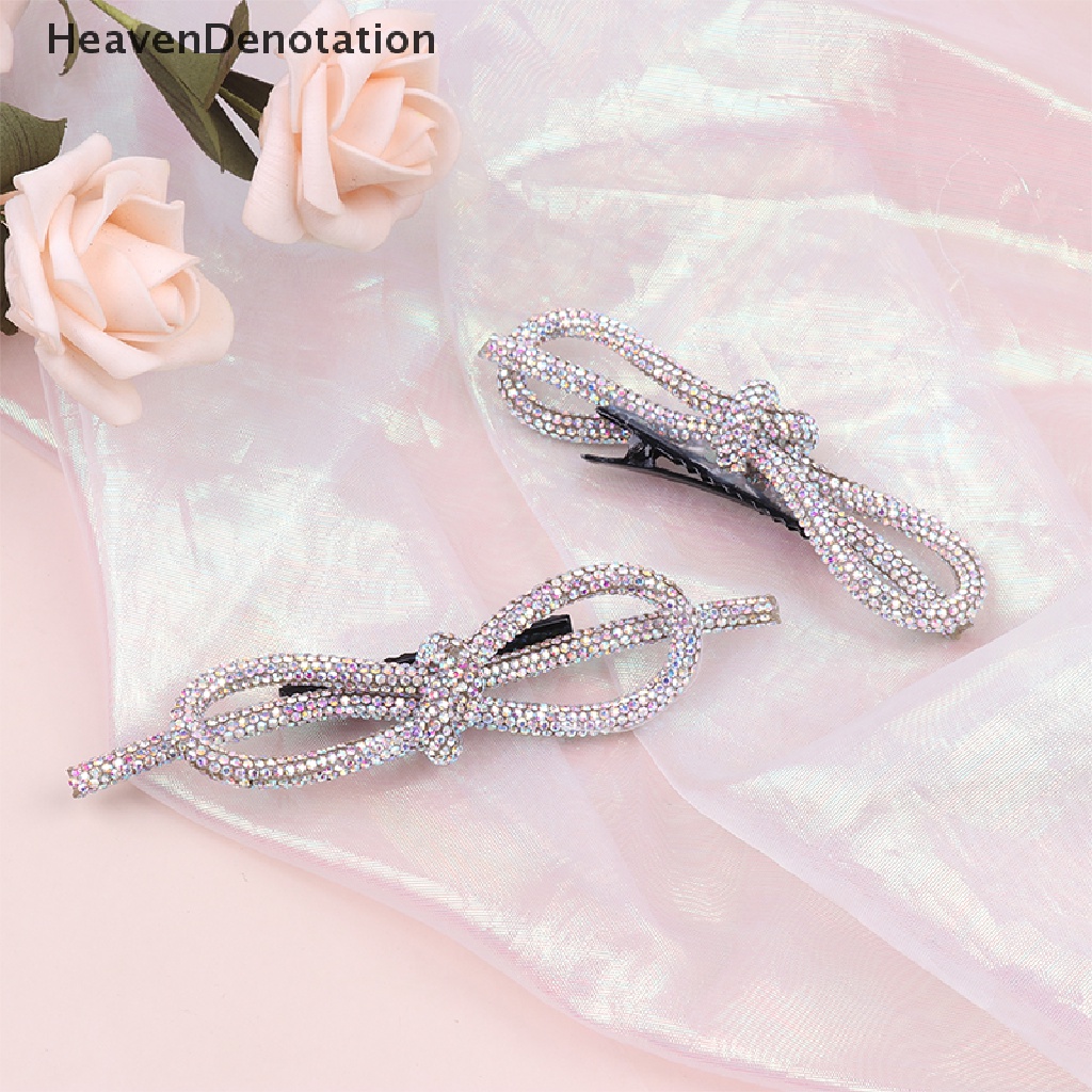 [HeavenDenotation] 2pcs Busur Simpul Berlian Imitasi Jepit Rambut Hair Duckbill Clip Aksesoris Rambut Hadiah HDV