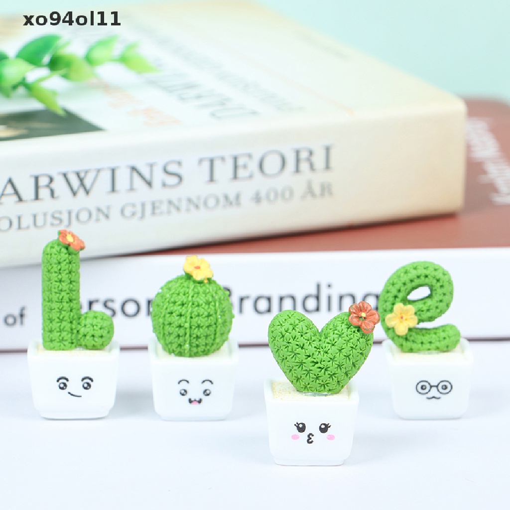 Xo 4PcsCactus Shaped Hiasan Dekorasi Prop Kaktus Tanaman Pot Decor OL