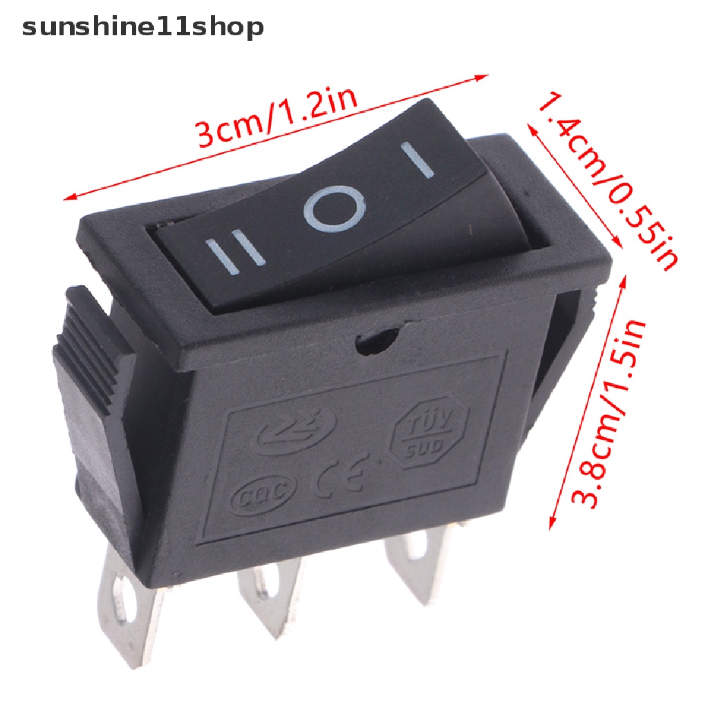 Sho 5pcs 13.5 * 31mm 3pin SPDT KCD3 ON-OFF-ON 3posisi Hitam Boat Rocker Switch N