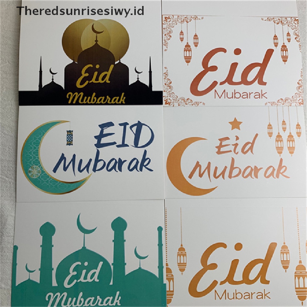 # Baju Lebaran # 6pcs Kartu Undangan Eid Mubarak Gereja Ramadhan Islami Muslim Greeg Card~