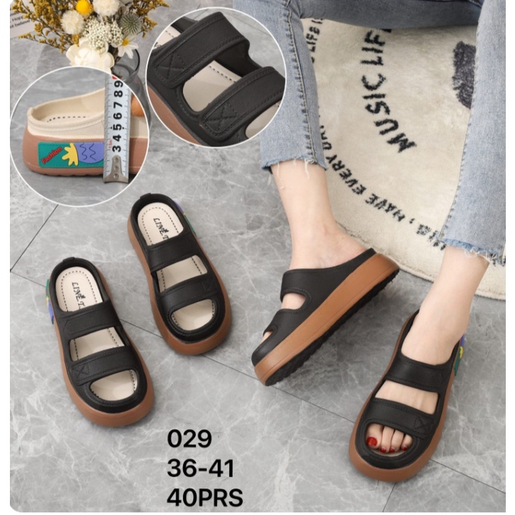 Sandal Mules Wanita Platform Ban 2 Polos &amp; Flower Rubber Import Winola Collection WNL 029-2/029-4