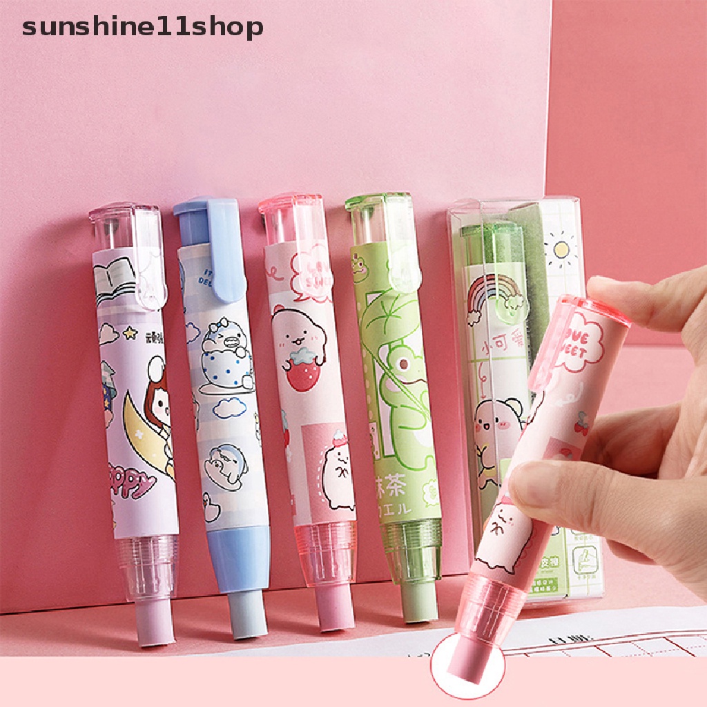 Sho Penghapus Karet Kartun Kreatif Gadis Menekan Pensil Eraser Pen Type Eraser Tergantikan Inti Karet Siswa Sekolah Anak Hadiah Penghapus Kantor N