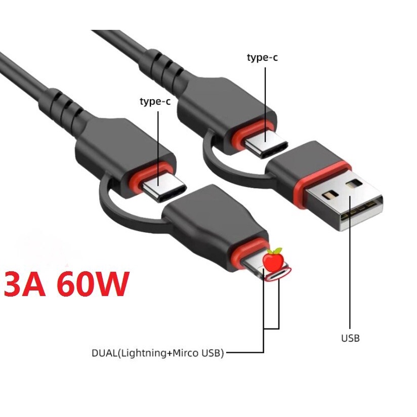 Kabel Cas Transfer 6in1 Multifungsi Cocok Untuk TYPE-C iPhone Android 5A Super Fast Charging C To C Kabel Data