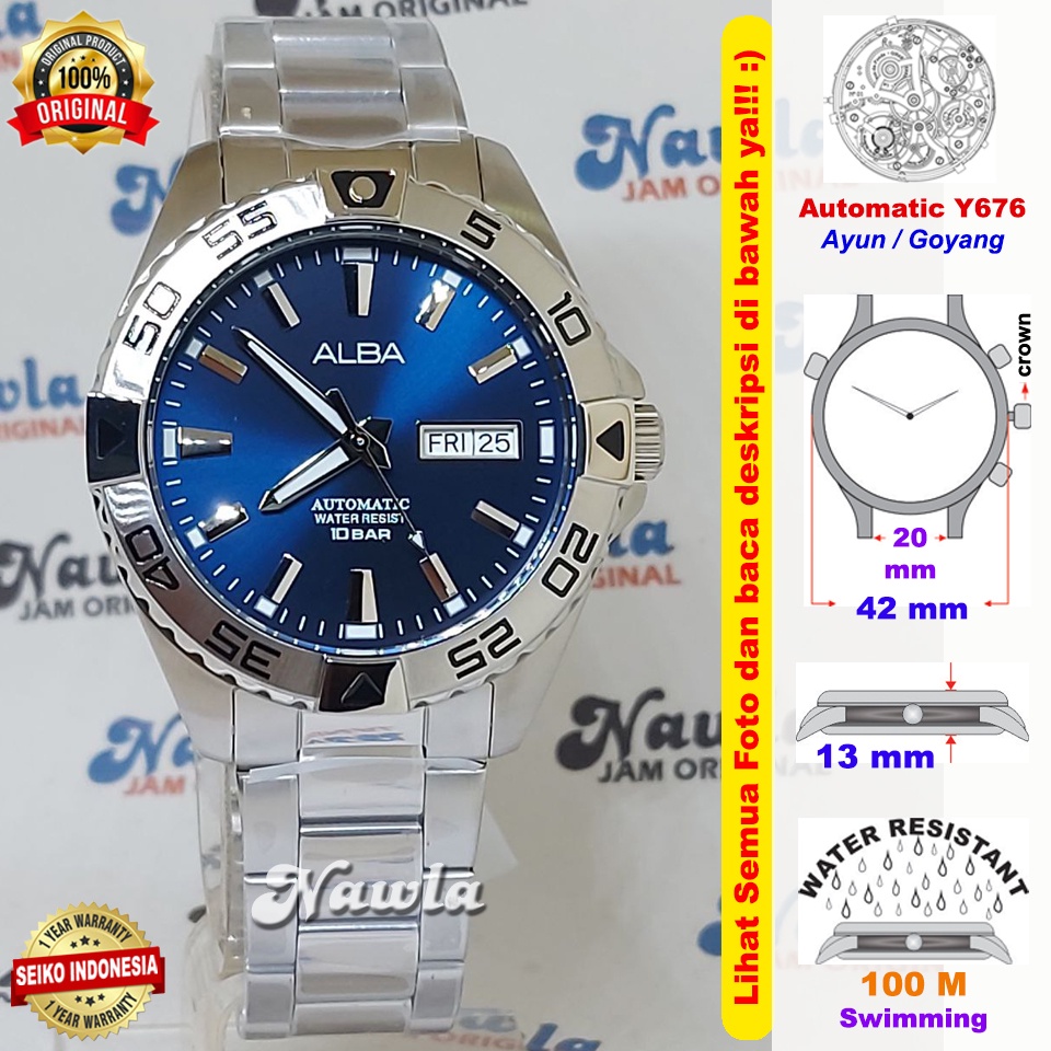 Alba Automatic AL4393X1 Blue Dial - Jam Tangan Pria AL4393