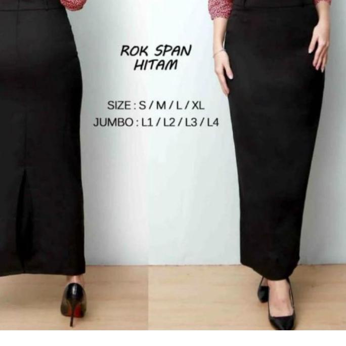 Rok Kerja Panjang Hitam Span Androk Wanita Premium Bahan Formal Kantor bikrunstore