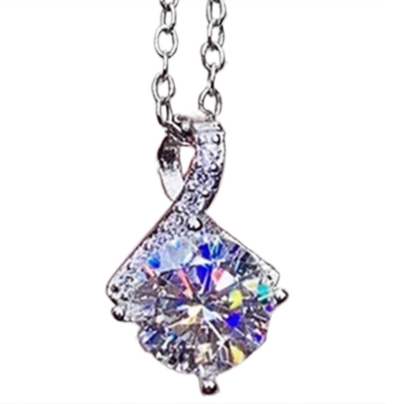 Kalung Liontin Cubic Zirconia Sederhana Bergaya Untuk Wanita Berlapis Perak Fashion Perhiasan Aksesoris Leher Lady Serbaguna