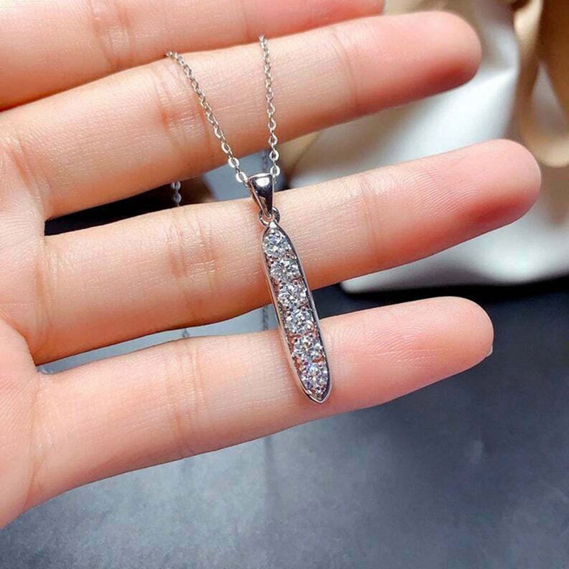 Kalung Liontin Panjang Geometris Hias Cubic Zirconia Simple Stylish Women Necklace Untuk Pernikahan Perhiasan Fashion Serbaguna