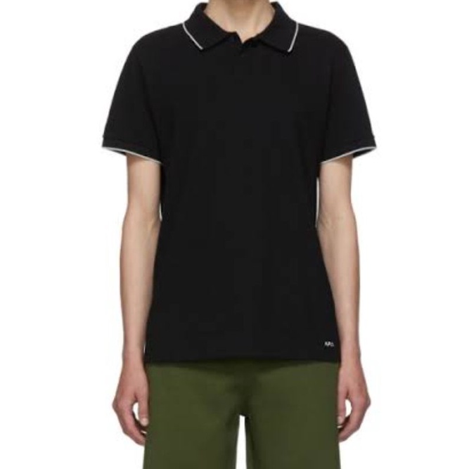 Kaos Polo Hitam Strip Putih