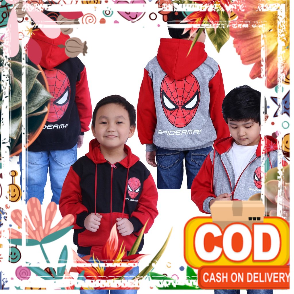 Jaket Anak Laki-Laki Gambar Spiderman Usia 2-10 Tahun / gemas kado