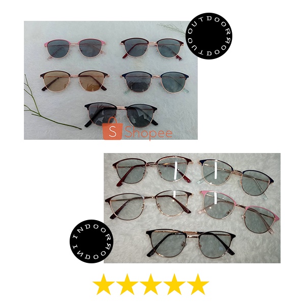 Kacamata Photocromic Anti Silau 2 in 1 Untuk Wanita Pria Besi Frame Kacamata Potocromic Lensa Berubah Warna Unisex NOCASE