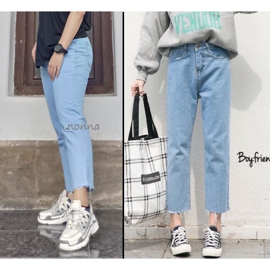 Celana Jeans Boyfriend Wanita Unfinished / Highwaist Boyfriend Jeans Unfinished/ Hw Boyfriend Jeans