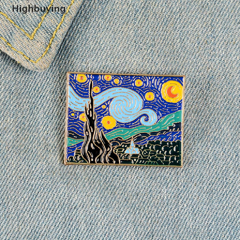 Hbid Van Gogh's Masterpiece Paings Starry Sky Bros Romantis Pin Perhiasan Glory