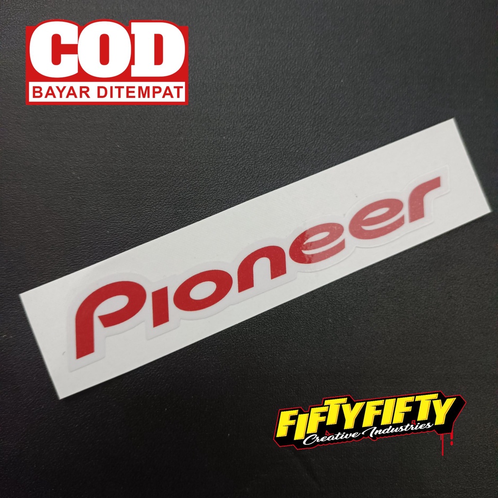 Stiker Print Cut PIONEER Stiker Printing Laminasi Glossy Stiker Motor Mobil Helm Sudah Membentuk Pola Desain