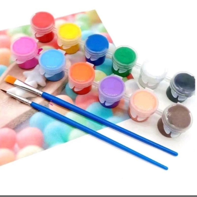 

Cat Air Set Kuas Painting Color Set 12 Warna Edukasi Anak