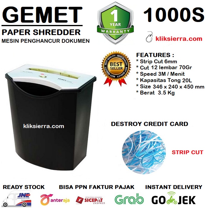 

[[JNT COD]] GEMET 1000S Mesin Penghancur Kertas Dokumen Paper Shredder Garansi ORI