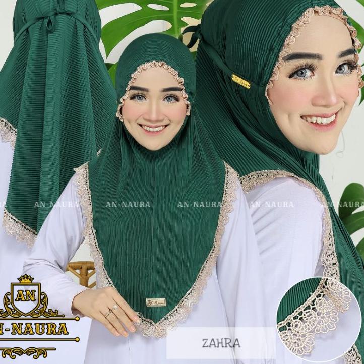 ☝ Bergo plisket kerut renda zahra jersey terbaru / jilbab plisket renda kerut murah / hijab jersey p