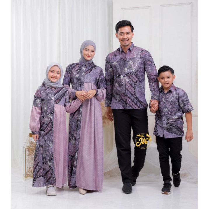 JTR AYRA DRESS SERAGAM BATIK KELUARGA BAJU SARIMBIT COUPLE FAMILY LEBARAN SERIES WARNA UNGU MUDA LIL