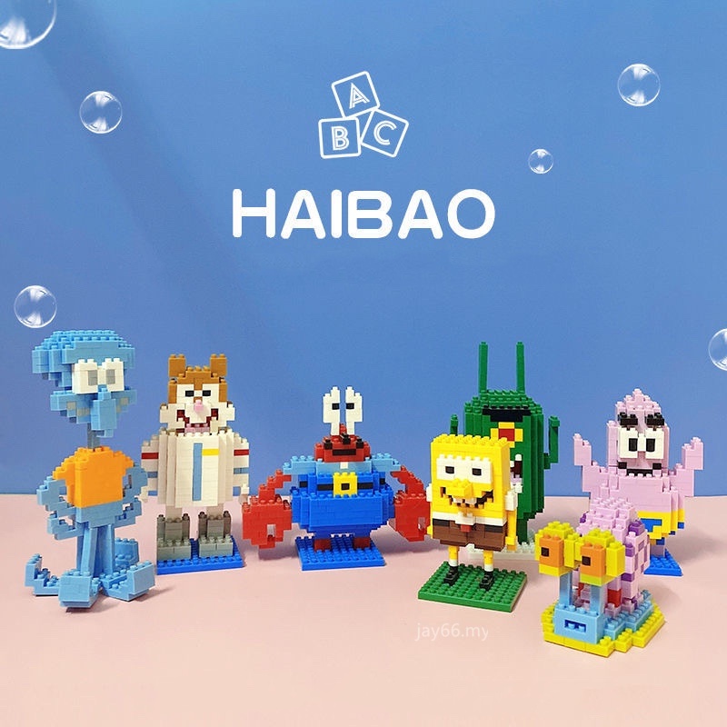 Mini Building Block Kartun SpongeBob SquarePants Patrick Star Squidward Tentakel DIY Blok Lego Mainan