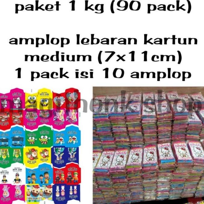 

(PAKET 1 KG) 90 PACK AMPLOP LEBARAN MEDIUM ISI 10, ANGPAO IDUL FITRI TYHY64654U