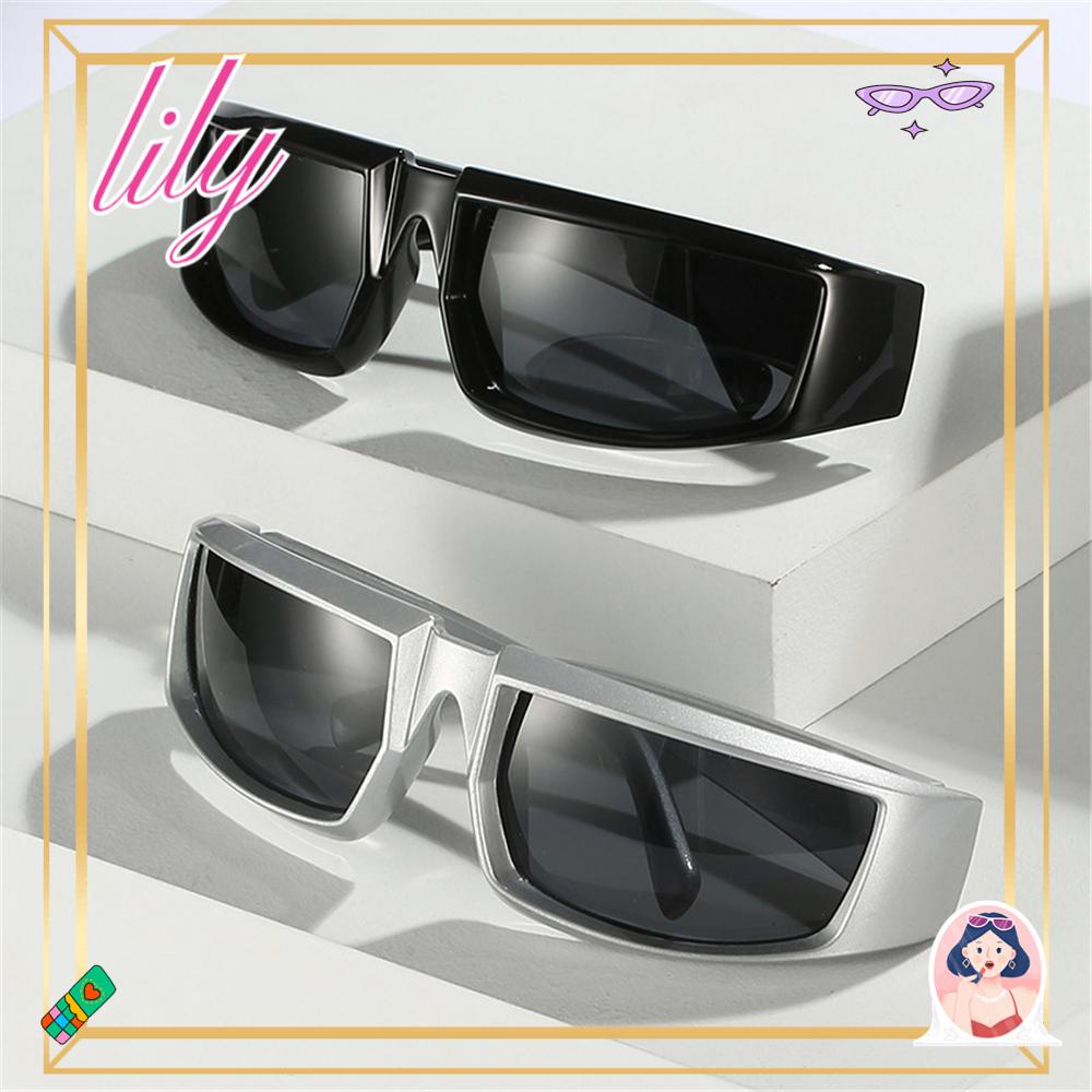 LILY Y2K Kacamata Wanita Hitam UV400 Steampunk Olahraga Punk Goggles