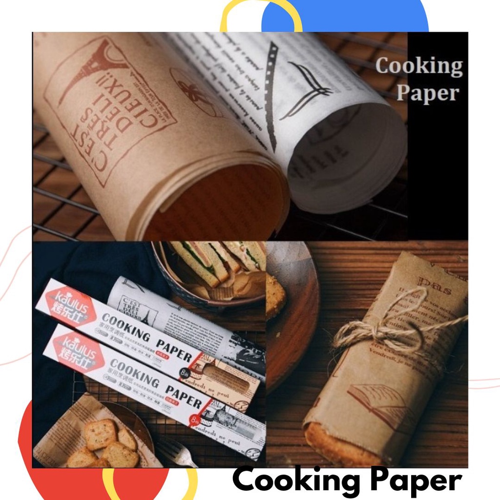 COOKING PAPER BAKING PAPER KORAN BAKING PAPER MOTIF KERTAS ROTI KERTAS MINYAK AESTHETIC KERTAS ROTI 