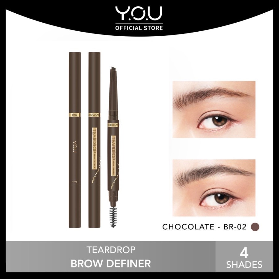 ✿ELYSABETHME✿ Y.O.U Teardrop eyebrow pensil alis serut asahan bentuk eye brow mudah original