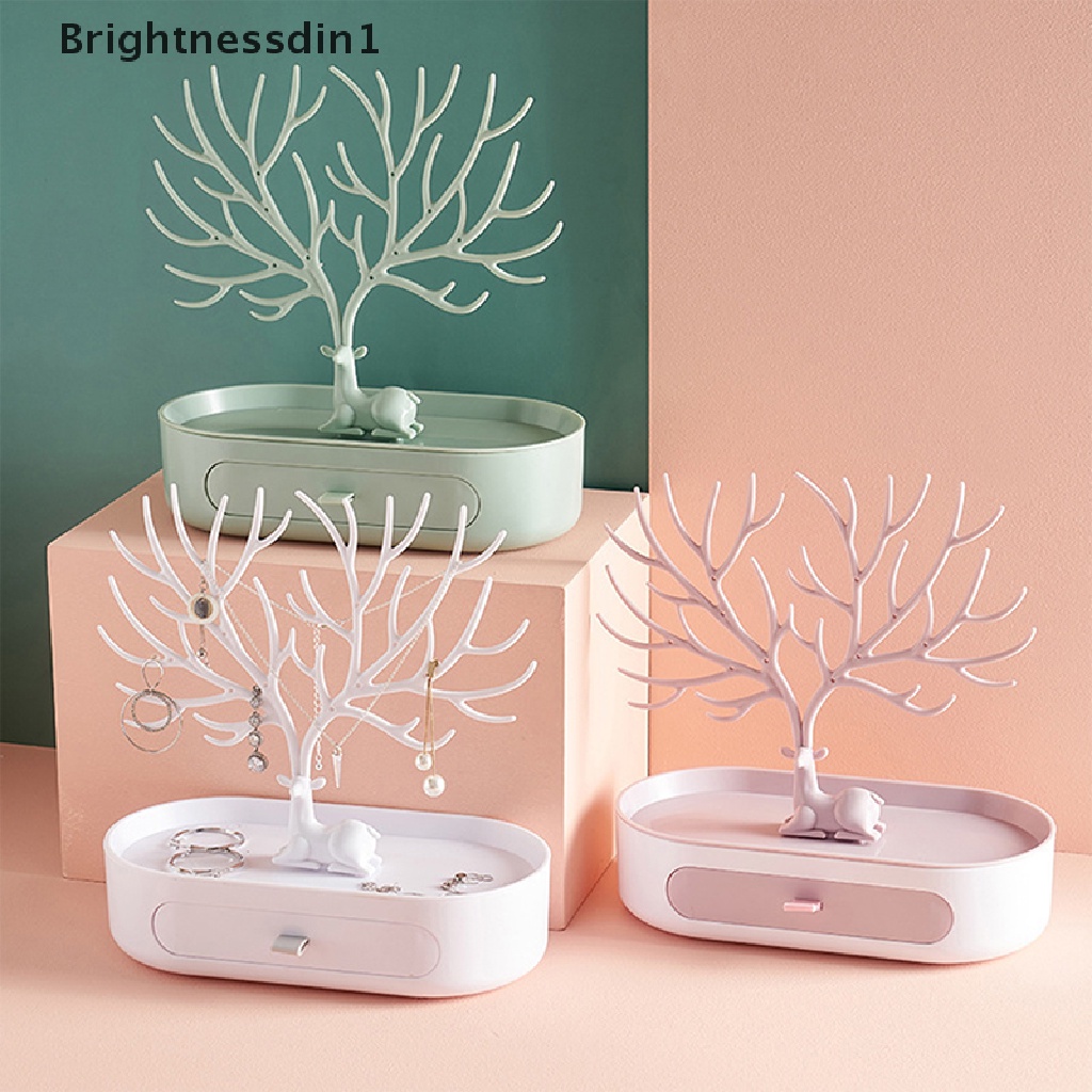 [Brightnessdin1] Deer Anting Kalung Cincin Display Perhiasan Stand Tray Tree Storage Shelves Holder Butik