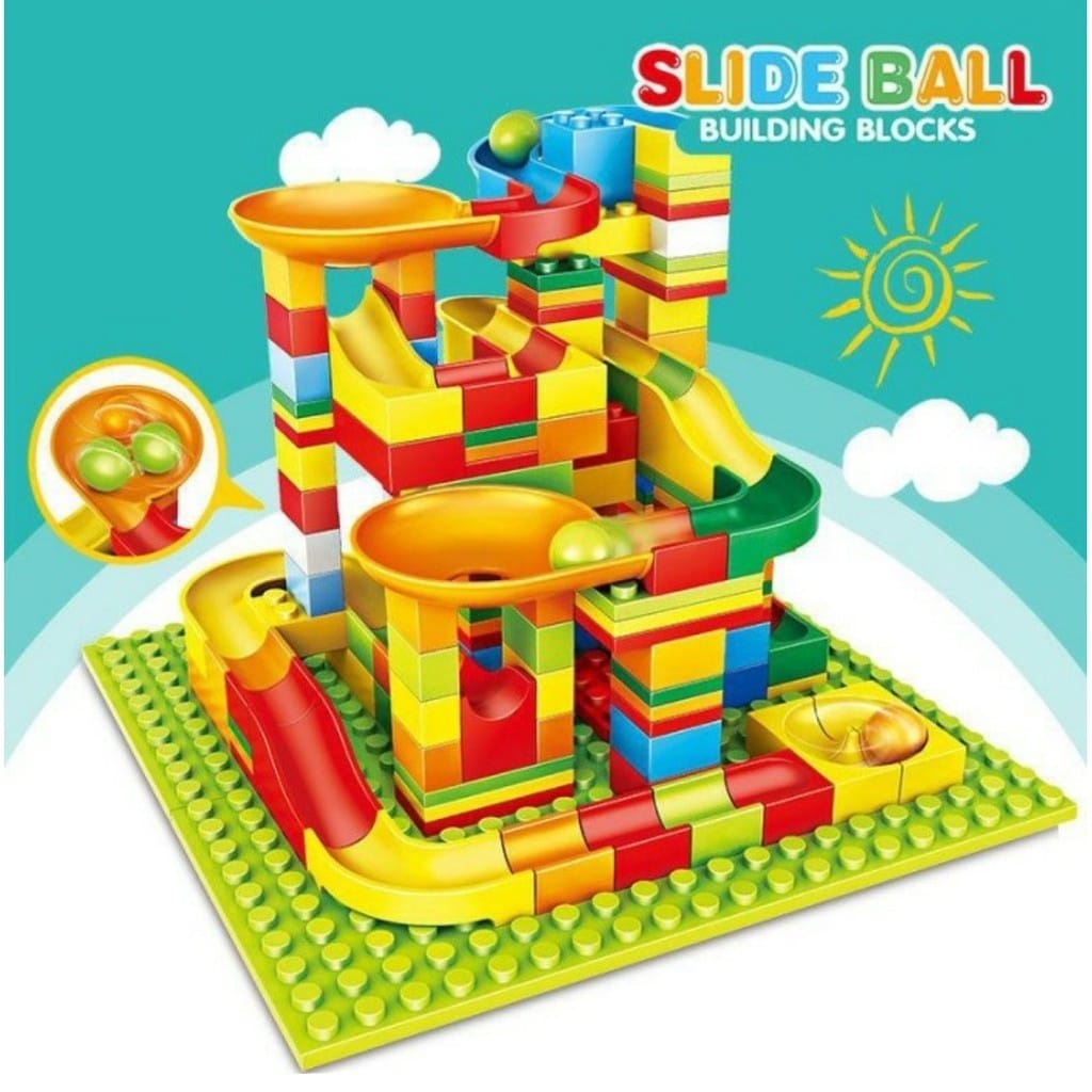 Queen Marble Race Run 168pcs Bulding Blocks Balok Susun Track Slide Ball / Veriety Slide Blocks 168p