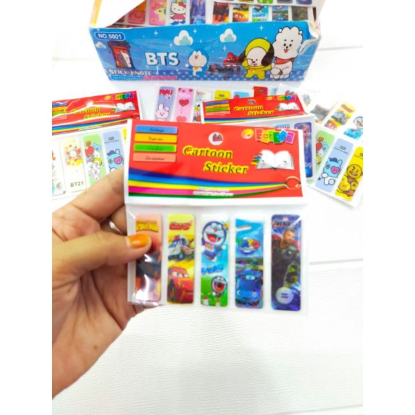 Pembatas buku post it karakter ecer isi 5 set(100pcs)