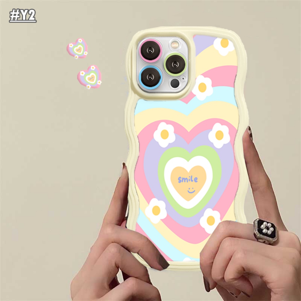 Redmi 10 10C 10A 9C 9A 9T Redmi Note 11 Pro Note11S Note10 5G 10s Note9 Note8 Poco M5S X3 NFC M3 Redmi A1 Gradasi Rainbow Love Hati Bling Bintang Wavy Edge Soft Phone Case RIXUAN